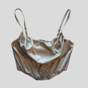URBAN OUTFITTERS LEXI SATIN COWL CORSET TOP | IVORY | SIZE: M |